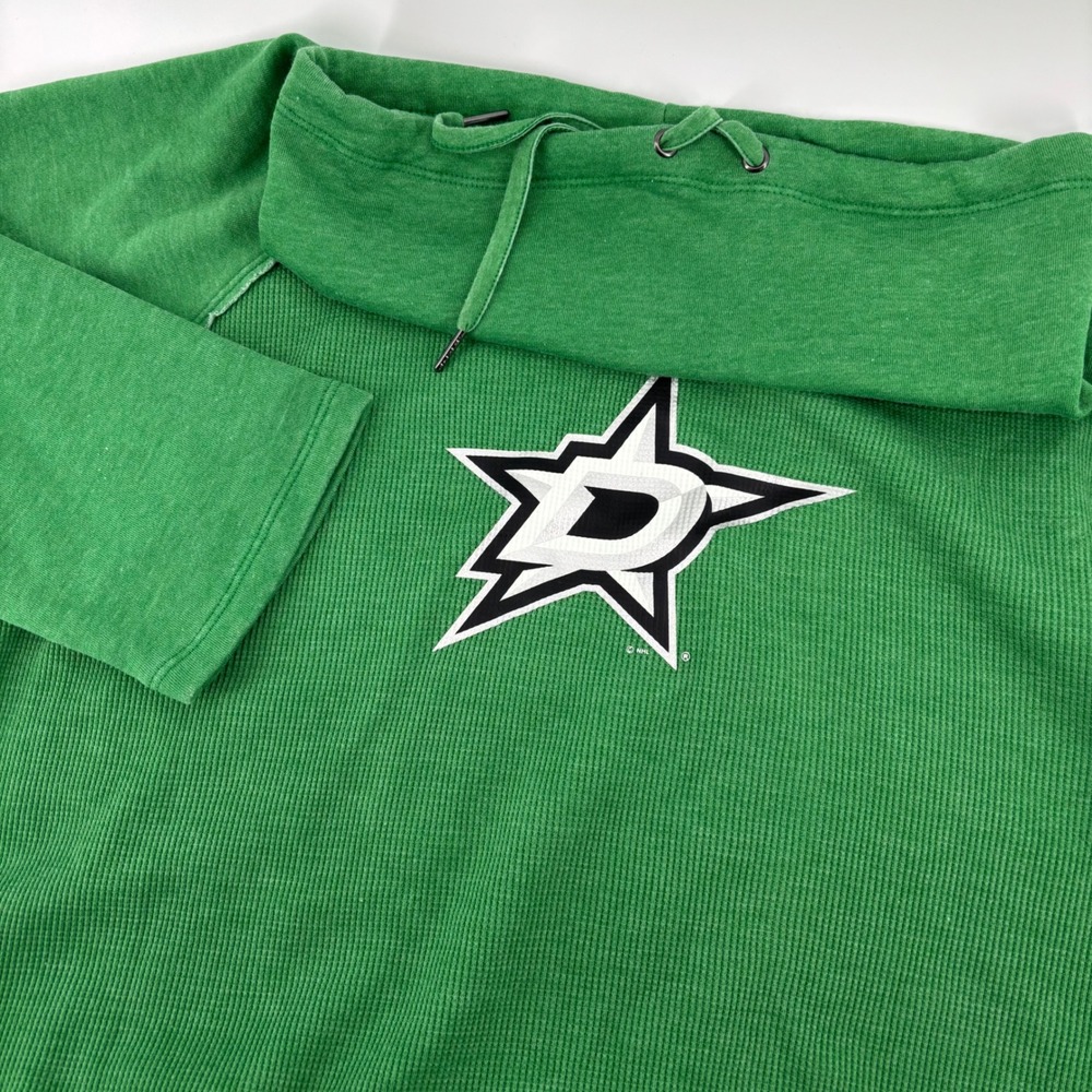 Touch by Alyssa Milano Dallas Stars Pullover Women 2X Green New Cowl Neck Waffle